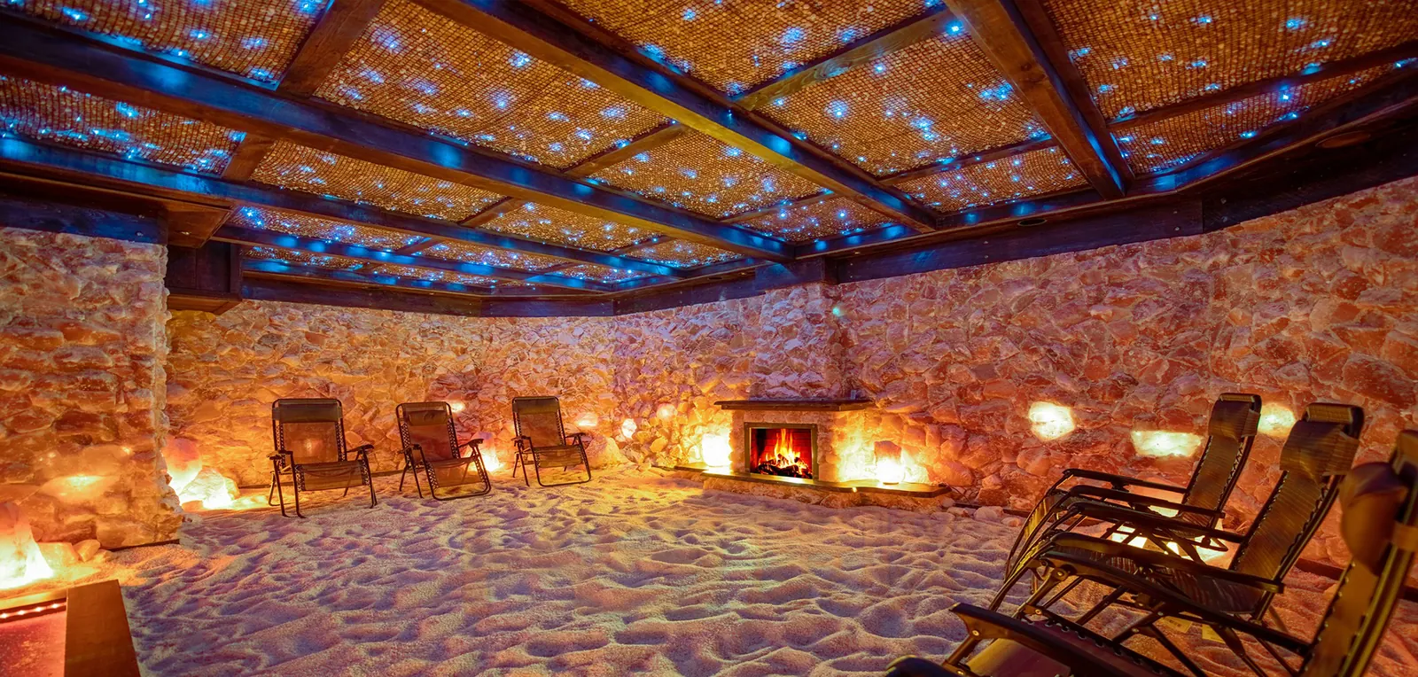 星空顶盐屋韩式汗蒸房实景，家用汗蒸养生房